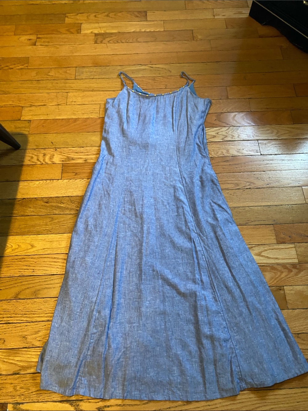 Calypso St. Barth Light Blue Linen-Blend Maxi Slip Dress